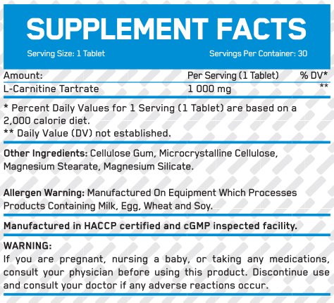 EVERBUILD L-Carnitine 1000 mg / 30 Tabs - Image 2