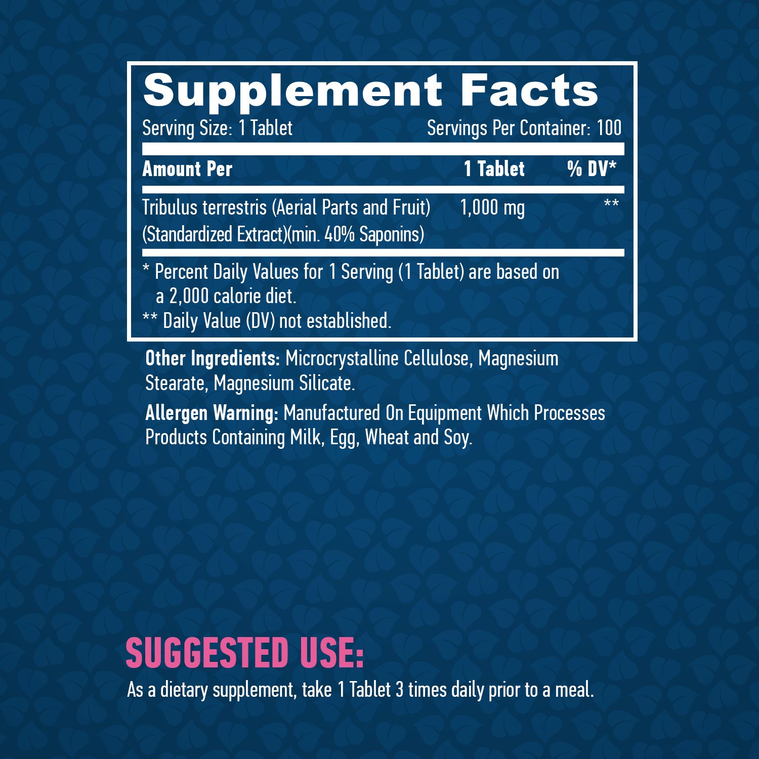 HAYA LABS Tribulus Terrestris 1000 mg / 100 Tabs - Image 2