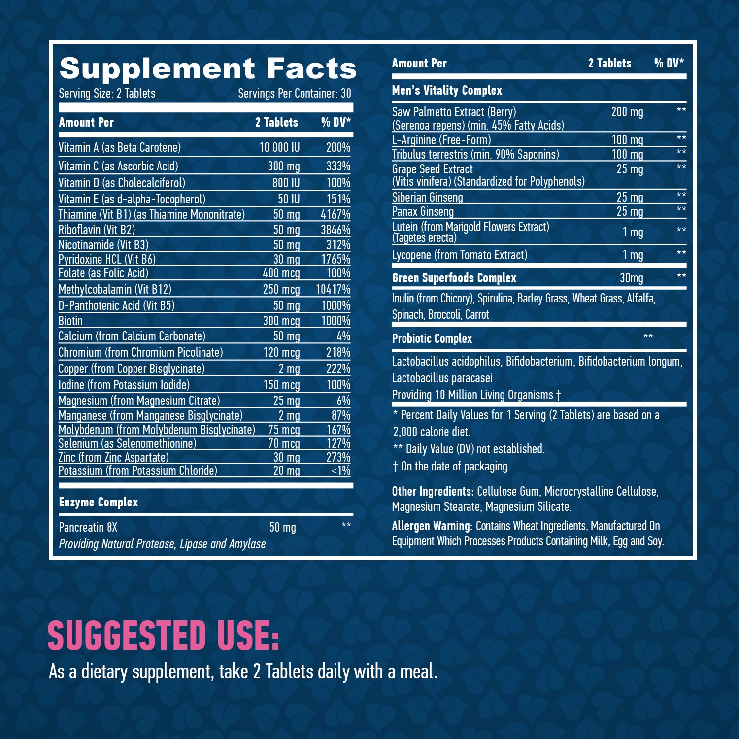 HAYA LABS Food Based Men's Multi / 60 Tabs - Image 2