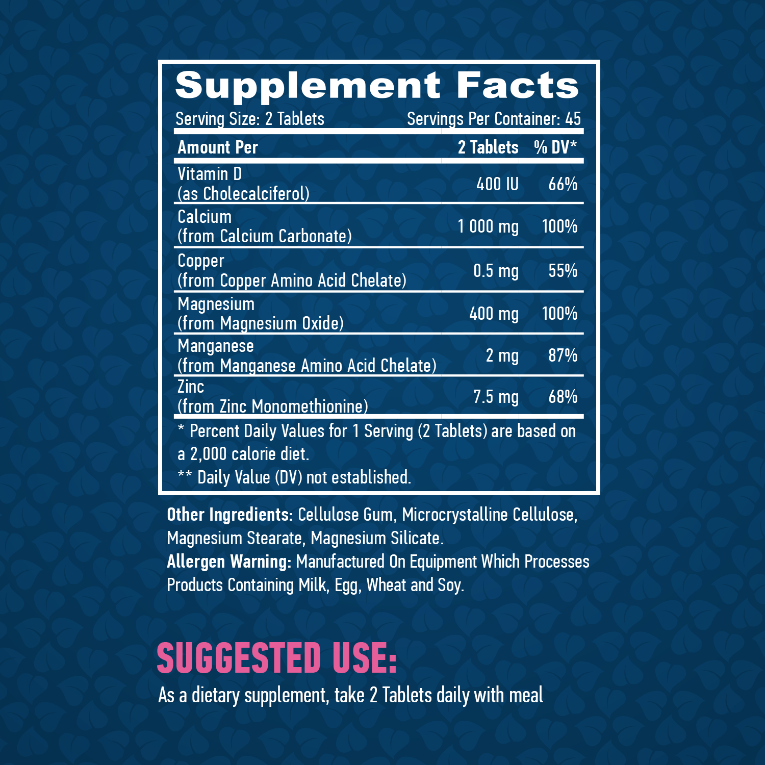 HAYA LABS Calcium Magnesium & Zinc with Vitamin D / 90 Tabs - Image 2