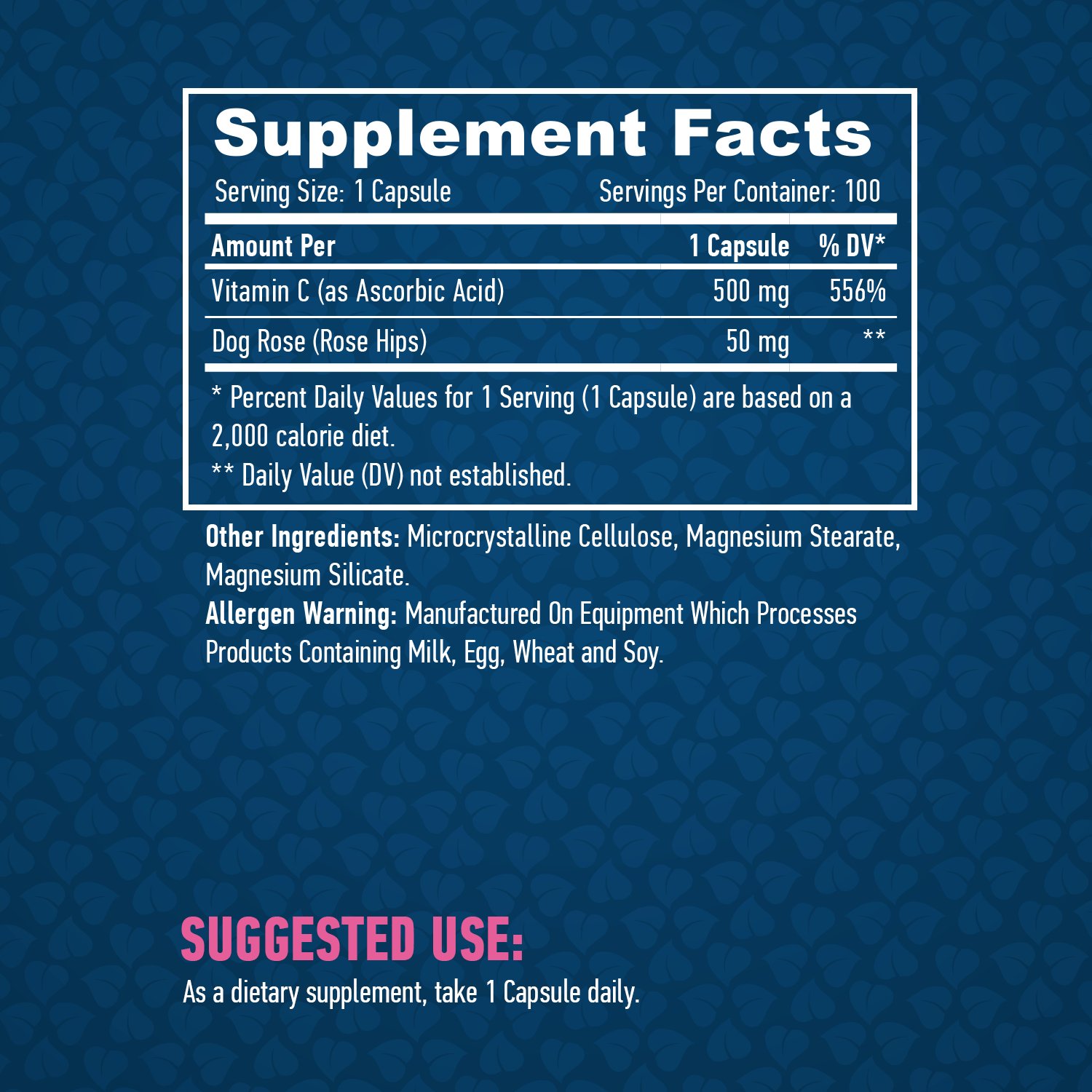 HAYA LABS Vitamin C with Rose Hips 500 mg / 100 Caps - Image 2