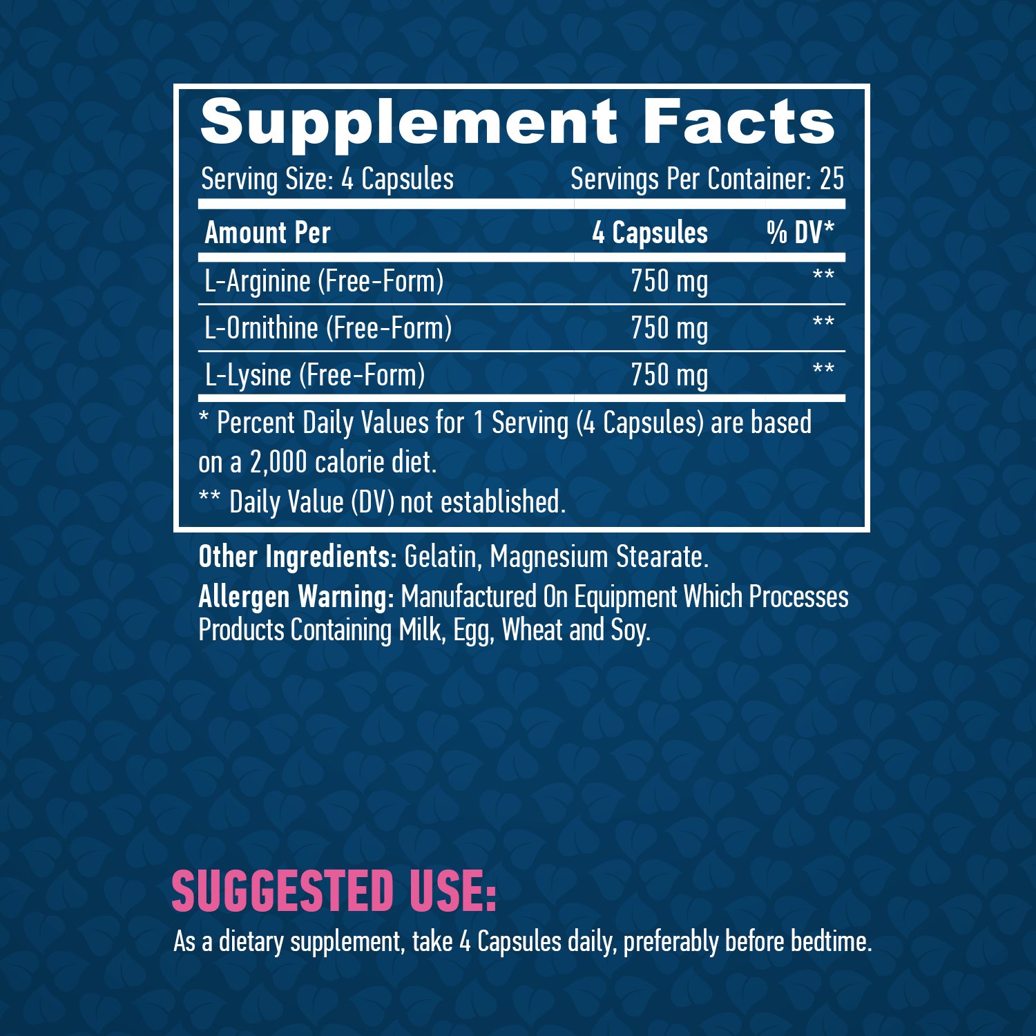 HAYA LABS L-Arginine / L-Ornithine / L-Lysine / 100 Caps - Image 2