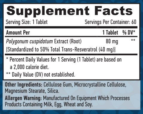 HAYA LABS Resveratrol 40 mg / 60 Tabs - Image 2