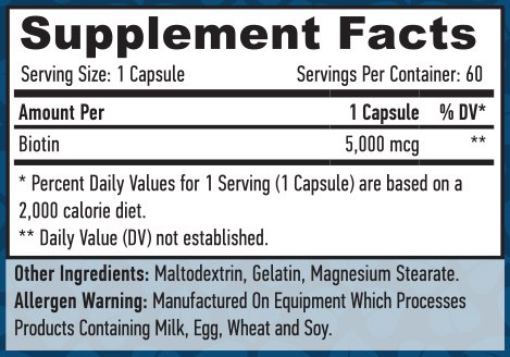 HAYA LABS Biotin 5000 mcg / 60 Caps - Image 2