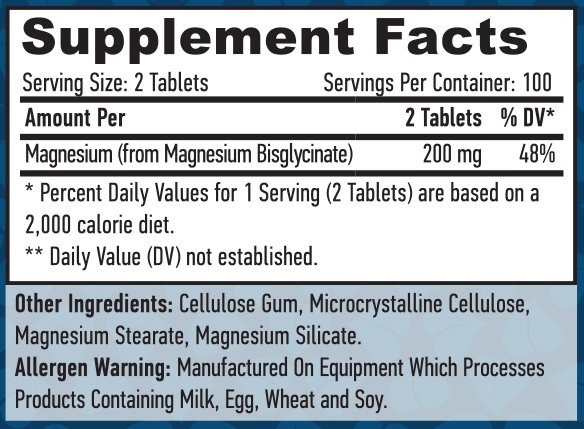 HAYA LABS Magnesium Glycinate 200 mg / 200 Tabs - Image 2